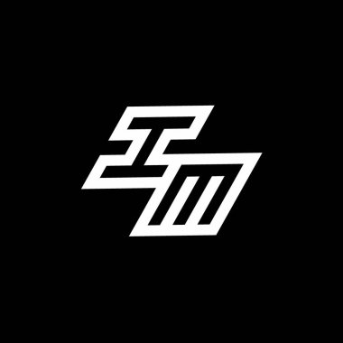 Siyah arkaplanda izole edilmiş negatif uzay tasarım şablonuna kadar olan IM logo monogramı