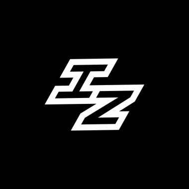 Siyah arkaplanda izole edilmiş, aşağı stil negatif uzay tasarım şablonuna sahip İZ logo monogramı