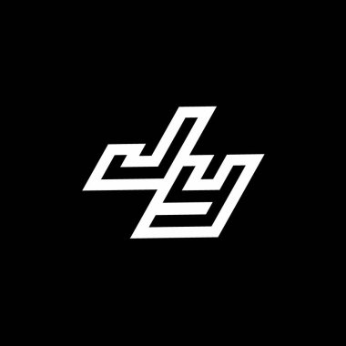 Siyah arkaplanda izole edilmiş negatif uzay tasarım şablonuna kadar uzanan JY logo monogramı