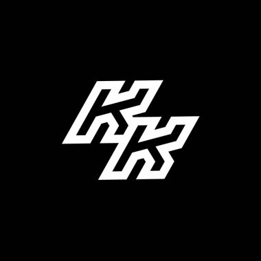 KK logo monogramı, aşağı stil negatif uzay tasarım şablonu ile siyah arkaplan üzerinde izole