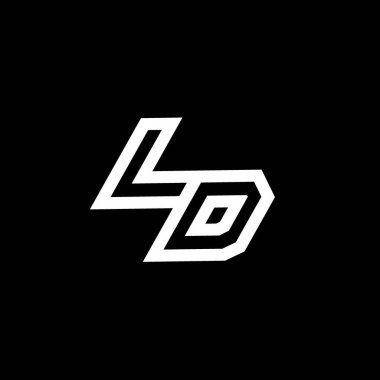 LD logo monogramı, aşağı biçim negatif uzay tasarım şablonu siyah arkaplan üzerinde izole