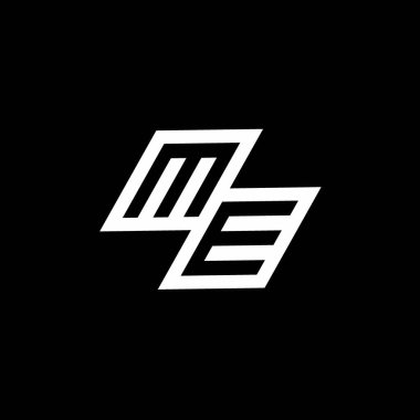 Siyah arkaplanda izole edilmiş negatif uzay tasarım şablonuna kadar uzanan ME logosu