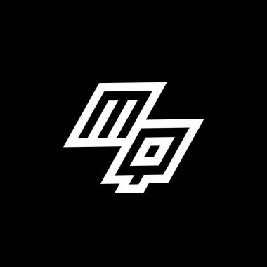 Siyah arkaplanda izole edilmiş, aşağı stil negatif uzay tasarım şablonuna sahip MQ logo monogramı