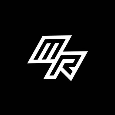 Siyah arkaplan üzerinde izole edilmiş MR logo monogramı ve aşağı stil negatif uzay tasarım şablonu