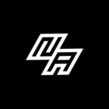 Siyah arkaplanda izole edilmiş NA logo monogramı stili negatif uzay tasarım şablonu