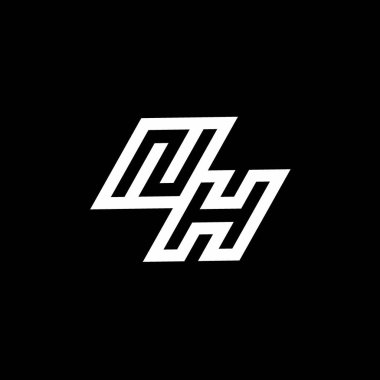 Siyah arkaplan üzerinde izole edilmiş NH logo monogramı ve aşağı stil negatif uzay tasarım şablonu