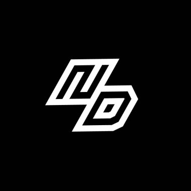 Siyah arkaplanda izole edilmiş, aşağı stil negatif uzay tasarım şablonuna sahip ND logo monogramı