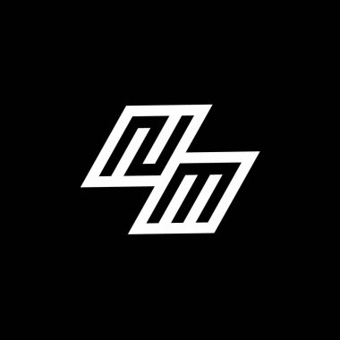 Siyah arkaplanda izole edilmiş negatif uzay tasarım şablonuna kadar uzanan NM logo monogramı