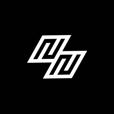 Siyah arkaplanda izole edilmiş, aşağı stil negatif uzay tasarım şablonu ile NN logo monogramı