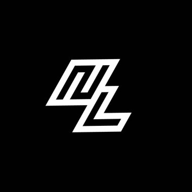 Siyah arkaplanda izole edilmiş, aşağı stil negatif uzay tasarım şablonuna sahip NL logo monogramı