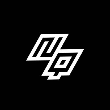 Siyah arkaplanda izole edilmiş negatif uzay tasarım şablonuna kadar olan NQ logo monogramı