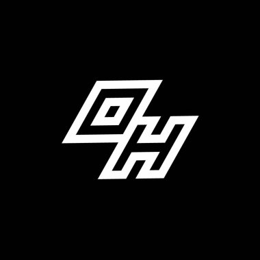 Siyah arkaplan üzerinde izole edilmiş DH logo monogramı ile aşağı stil negatif uzay tasarım şablonu