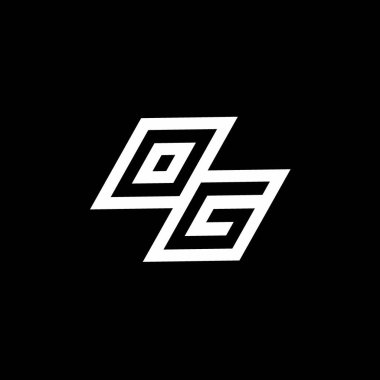 Siyah arkaplanda izole edilmiş negatif uzay tasarım şablonuna kadar uzanan OG logo monogramı