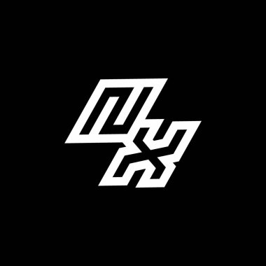 Siyah arkaplanda izole edilmiş, aşağı stil negatif uzay tasarım şablonuna sahip NX logo monogramı