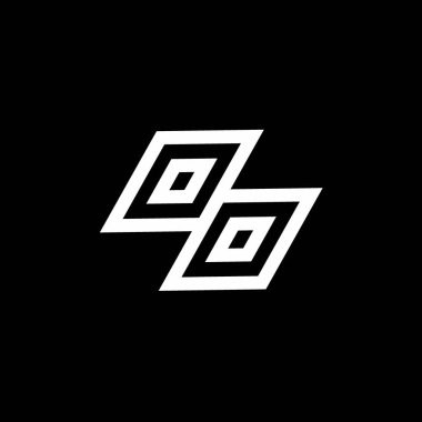 Siyah arkaplanda izole edilmiş negatif uzay tasarım şablonuna kadar uzanan OO logo monogramı