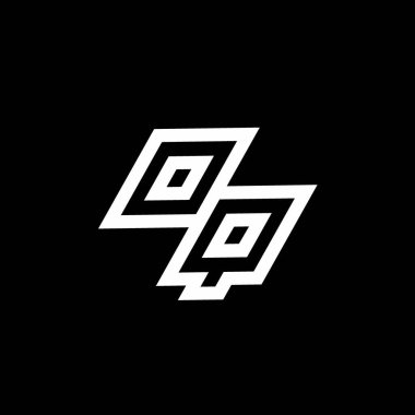 Siyah arkaplanda izole edilmiş negatif uzay tasarım şablonuna kadar olan OQ logo monogramı