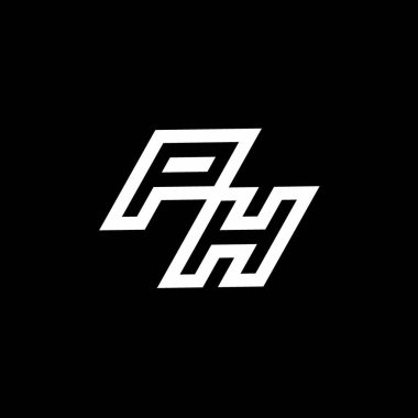 Siyah arkaplanda izole edilmiş, aşağı stil negatif uzay tasarım şablonu ile PH logo monogramı