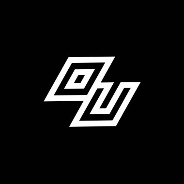 Siyah arkaplanda izole edilmiş negatif uzay tasarım şablonu ile OU logo monogramı