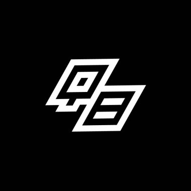 Siyah arkaplanda izole edilmiş negatif uzay tasarım şablonuna kadar olan QB logo monogramı