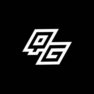Siyah arkaplanda izole edilmiş, aşağı stil negatif uzay tasarım şablonuna sahip QG logo monogramı