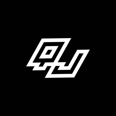 Siyah arkaplanda izole edilmiş, aşağı stil negatif uzay tasarım şablonuna sahip QJ logo monogramı