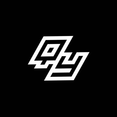 Siyah arkaplanda izole edilmiş, aşağı stil negatif uzay tasarım şablonuna sahip QY logo monogramı