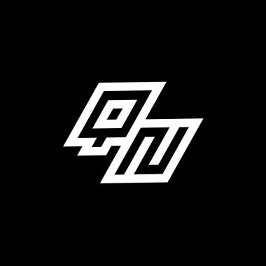 Siyah arkaplanda izole edilmiş, aşağı stil negatif uzay tasarım şablonuna sahip QN logo monogramı