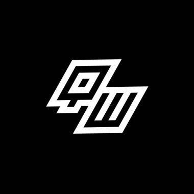 Siyah arkaplanda izole edilmiş, aşağı stil negatif uzay tasarım şablonuna sahip QW logo monogramı