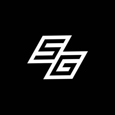 Siyah arkaplan üzerinde izole edilmiş SG logo monogramı aşağı stil negatif uzay tasarım şablonu