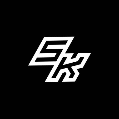 Siyah arkaplanda izole edilmiş negatif uzay tasarım şablonuna kadar olan SK logo monogramı