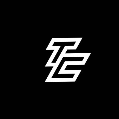 Siyah arkaplanda izole edilmiş, aşağı stil negatif uzay tasarım şablonuna sahip TC logo monogramı