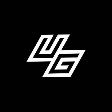 Siyah arkaplanda izole edilmiş UG logo monogramı ve aşağı stil negatif uzay tasarım şablonu