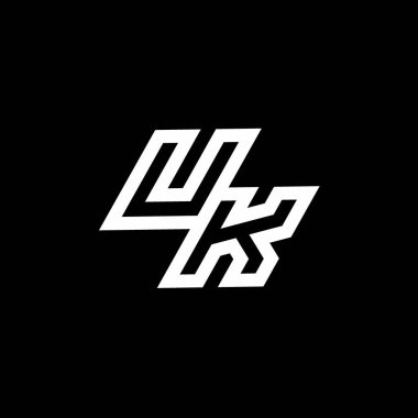 Siyah arkaplanda izole edilmiş stil negatif uzay tasarım şablonuna sahip UK logo monogramı