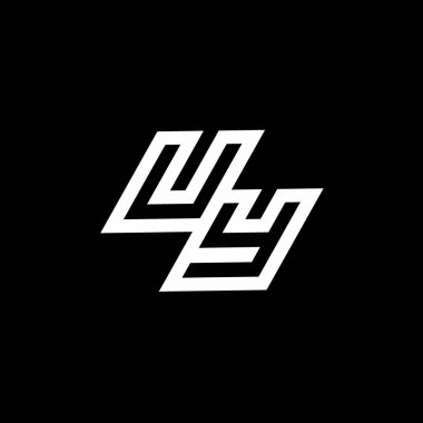 Siyah arkaplan üzerinde izole edilmiş UY logo monogramı aşağı stil negatif uzay tasarım şablonu