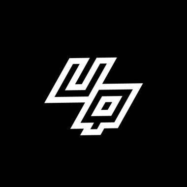 Siyah arkaplan üzerinde izole edilmiş UQ logo monogramı ve aşağı stil negatif uzay tasarım şablonu