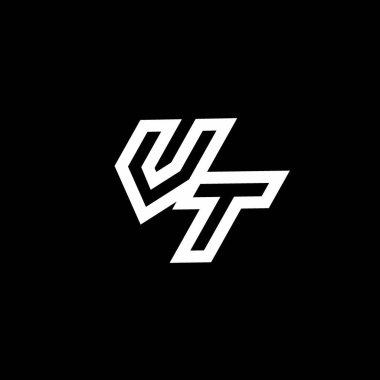 Siyah arkaplan üzerinde izole edilmiş VT logo monogramı aşağı stil negatif uzay tasarım şablonu