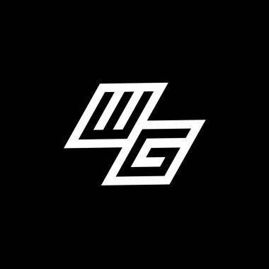Siyah arkaplan üzerinde izole edilmiş WG logo monogramı aşağı stil negatif uzay tasarım şablonu
