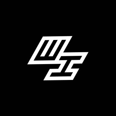 Siyah arkaplanda izole edilmiş WI logo monogramı stili negatif uzay tasarım şablonu