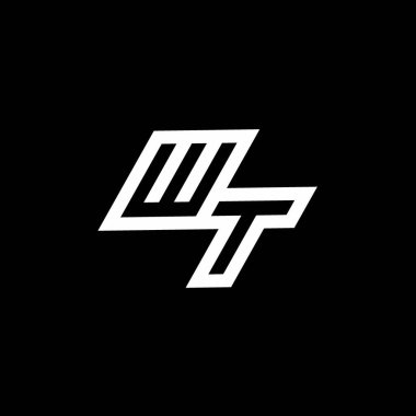 Siyah arkaplan üzerinde izole edilmiş WT logo monogramı aşağı stil negatif uzay tasarım şablonu