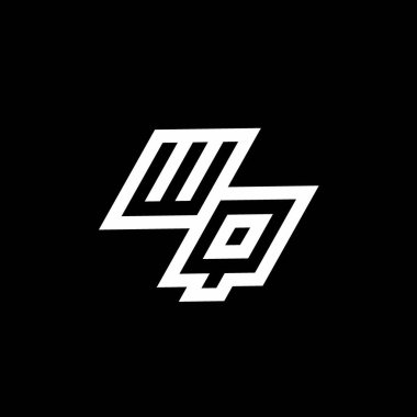Siyah arkaplan üzerinde izole edilmiş WQ logo monogramı ile aşağı stil negatif uzay tasarım şablonu