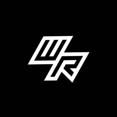Siyah arkaplan üzerinde izole edilmiş WR logo monogramı ile aşağı stil negatif uzay tasarım şablonu