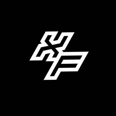 Siyah arkaplanda izole edilmiş XF logo monogramı ve aşağı stil negatif uzay tasarım şablonu