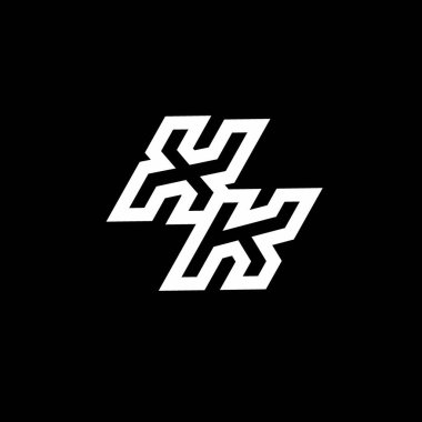 Siyah arkaplan üzerinde izole edilmiş XK logo monogramı aşağı stil negatif uzay tasarım şablonu