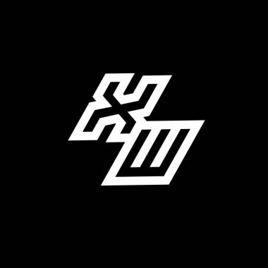 Siyah arkaplan üzerinde izole edilmiş XW logo monogramı aşağı stil negatif uzay tasarım şablonu