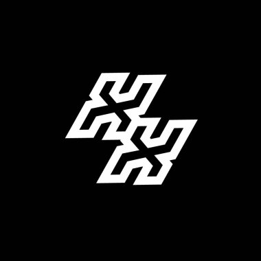 Siyah arkaplanda izole edilmiş, aşağı stil negatif uzay tasarım şablonuna sahip XX logo monogramı