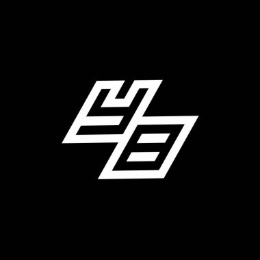 Siyah arkaplanda izole edilmiş negatif uzay tasarım şablonuna sahip YB logo monogramı