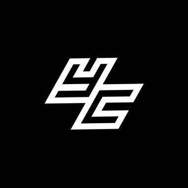 Siyah arkaplanda izole edilmiş negatif uzay tasarım şablonuna kadar uzanan YC logo monogramı