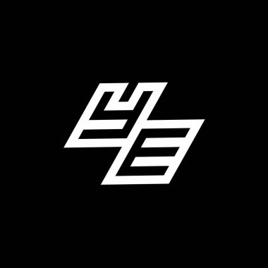 Siyah arkaplanda izole edilmiş negatif uzay tasarım şablonuna kadar uzanan YE logo monogramı