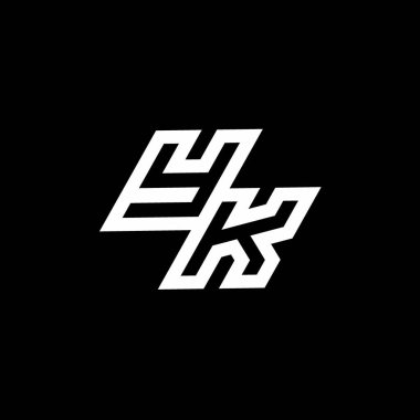 Siyah arkaplan üzerinde izole edilmiş YK logo monogramı aşağı stil negatif uzay tasarım şablonu