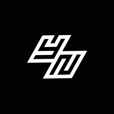 Siyah arkaplanda izole edilmiş, aşağı stil negatif uzay tasarım şablonuna sahip YN logo monogramı